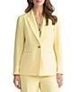 Kasper Crepe Coordinating One Button Notch Lapel Blazer, Color:Pale Yellow - Image 1