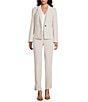 Kasper Crepe Panel Seamed One-Button Jacket, Color:Parchment - Image 3