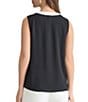 Kasper Crepe V-Neck Sleeveless Blouse, Color:Black/Vanilla Ice - Image 2