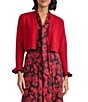 Kasper Cropped Shawl Collar 3/4 Sleeve Sweater - Image 1