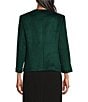 Kasper Faux Suede Framed Open Front Collarless Long Sleeve Jacket, Color:Evergreen - Image 2