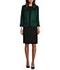 Kasper Faux Suede Framed Open Front Collarless Long Sleeve Jacket, Color:Evergreen - Image 3