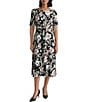 Kasper Fit & Flare Short Sleeve Printed Dress - Image 1