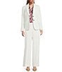 Kasper Flat Front Wide Leg Stretch Crepe Pants, Color:Lily White - Image 3
