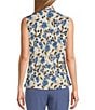 Color:Vanilla Ice Multi - Image 2 - Floral Crepe Tie Front Neck Sleeveless Fitted Blouse
