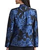 Kasper Floral Jacquard Collarless Jacket With Piping, Color:Blue Multi - Image 2