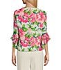 Color:Vanilla Ice/Pink Perfection Multi - Image 2 - Floral Print Crew Neckline Ruffle 3/4 Sleeve Blouse
