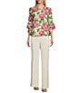 Color:Vanilla Ice/Pink Perfection Multi - Image 3 - Floral Print Crew Neckline Ruffle 3/4 Sleeve Blouse