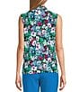 Color:Black Multi - Image 2 - Floral Print Knot Neck Sleeveless Knit Top