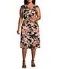 Kasper Floral Print Flared Midi Coordinating Skirt, Color:Black Multi - Image 3