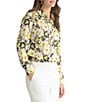 Kasper Floral Satin Long Sleeve Button Down Blouse - Image 3