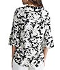 Kasper Flutter 3/4 Sleeve Printed Blouse - Image 2