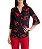 Kasper Flutter Sleeve Split Neck Blouse - Image 1