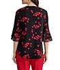 Kasper Flutter Sleeve Split Neck Blouse - Image 2