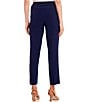 Kasper Flat Front Elastic Back Wide Leg Ankle Pants, Color:Kasper Navy - Image 2