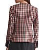 Kasper Four Button Plaid Twill Crepe Blazer Jacket, Color:Black/Fire Red Multi - Image 2