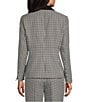 Color:Black/White - Image 2 - Houndstooth Crepe Notch Lapel Collar Button Front Coordinating Blazer Jacket