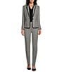 Color:Black/White - Image 3 - Houndstooth Crepe Notch Lapel Collar Button Front Coordinating Blazer Jacket