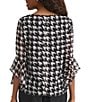 Kasper Houndstooth Ruffle Long Sleeve Blouse, Color:Black Multi - Image 2
