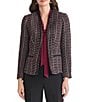 Kasper Kissing Front Jacket Tweed Trim and Front Pockets, Color:Dark Red Multi - Image 1