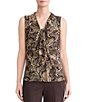 Kasper Knot Front Sleeveless Printed Blouse - Image 1