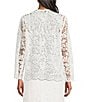 Kasper Lace Open front Collarless 3/4 Sleeve Cardigan, Color:Lily White - Image 2