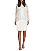 Kasper Lace Open front Collarless 3/4 Sleeve Cardigan, Color:Lily White - Image 3