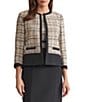 Kasper Long Sleeve Plaid Crepe Cardigan Jacket - Image 1