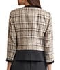 Kasper Long Sleeve Plaid Crepe Cardigan Jacket - Image 2