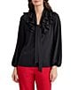 Kasper Long Sleeve Ruffle Neck Blouse - Image 1