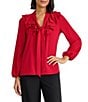 Kasper Long Sleeve Ruffle Neck Blouse - Image 3