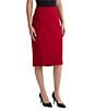 Kasper Midi Pencil Skirt, Color:Fire Red - Image 3
