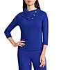 Kasper Mock Neck 3/4 Sleeve Sweater - Image 1