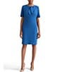 Kasper Neck Tie Sheath Knee Length Dress - Image 3