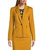 Color:Marigold - Image 1 - Notch Lapel Collar Long Sleeve Ponte Coordinating Blazer Jacket