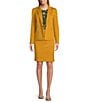 Color:Marigold - Image 3 - Notch Lapel Collar Long Sleeve Ponte Coordinating Blazer Jacket