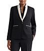 Kasper One Button Inverted Collar Color Block Jacket - Image 1