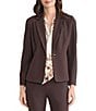 Kasper One Button Notch Collar With Waist Seam Blazer Jacket, Color:Rich Chocolate - Image 1