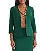 Kasper Open Front 3/4 Sleeve Seamed Crepe Blazer, Color:Evergreen - Image 1