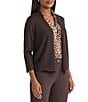 Kasper Open Front Long Sleeve Cardigan, Color:Rich Chocolate - Image 1
