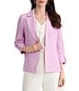 Kasper Open Notch Collar 3/4 Sleeve Cross Dye Linen Jacket - Image 1