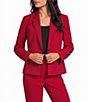 Kasper Petite Button Front Notch Collar Crepe Blazer - Image 1