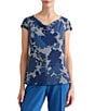 Kasper Petite Cap Sleeve Cowl Neck Printed Top - Image 1