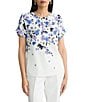 Kasper Petite Flutter Sleeve Floral Printed Flutter Sleeve Blouse - Image 1