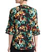 Kasper Petite Flutter Sleeve Split Neck Printed Blouse - Image 2