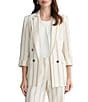 Kasper Petite Four Button Faux Roll Tab Stripe Jacket - Image 1