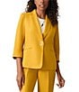 Color:Butterscotch - Image 1 - Petite Linen Blend 3/4 Rolled Sleeve Blazer