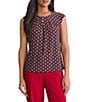 Kasper Petite Printed Cap Sleeve Top, Color:Fire Red Multi - Image 1