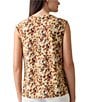 Kasper Petite Printed Keyhole Crew Neckline Cap Sleeve Top, Color:Daffodil/Vanilla Ice Multi - Image 2