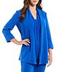 Color:Midnight Shadow - Image 1 - Petite Size 3/4 Sleeve Open Front Pocketed Cardigan